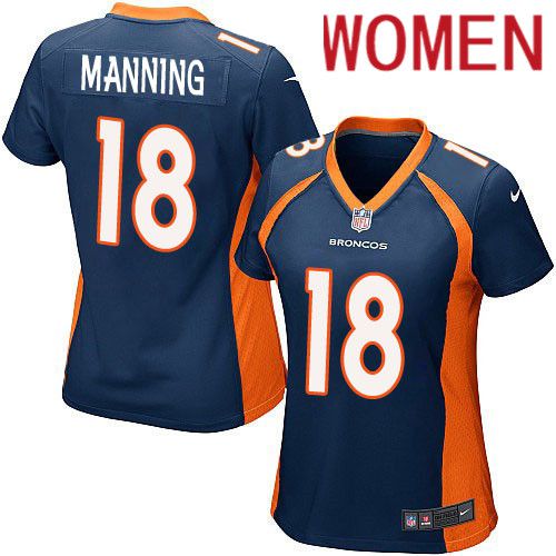 Women Denver Broncos 18 Peyton Manning Nike Navy Blue Game Player NFL Jersey